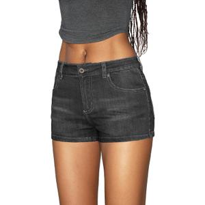 EMMIOL Women Sexy Jean Shorts Low Waisted Stretchy Y2K Denim Shorts Summer Trendy Jorts (8, Gray-040)