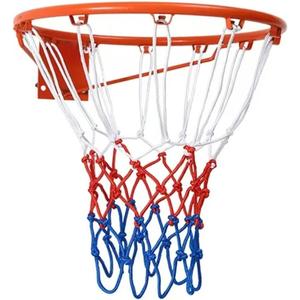 18 Inch Basketball Rim Replacement with Net, Universal Basketball Hoop Rim with Mounting Straps, Indoor Outdoor Basketball Rim for Most Backboard, Tree-Mountable Basketball Hoop Replacement