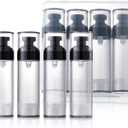 Airless Pump Tottles Travel,Travel Toiletry Containers,Lotion Dispenser with Pump,Small Pump Bottle (Black, Black-50ml)