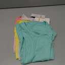 YooAurvox 3 Pack Girls Shirts Kids V Neck Short Sleeve Ribbed Knit Tunic Tops Slim Fit Casual Cute Basic Summer Solid Tee(Peach Pink, Mint Green, Yellow, 7-8 Years)