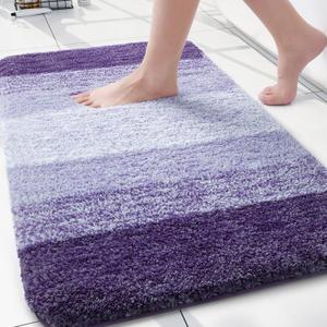 Arotive Microfiber Bathroom Rugs, Shaggy Soft and Absorbent Bath Rug, Non-Slip, Thick Plush Machine Washable Dry Bath Mats for Bathroom, Tub and Shower, 30x20, Dark Purple, Rectangular
