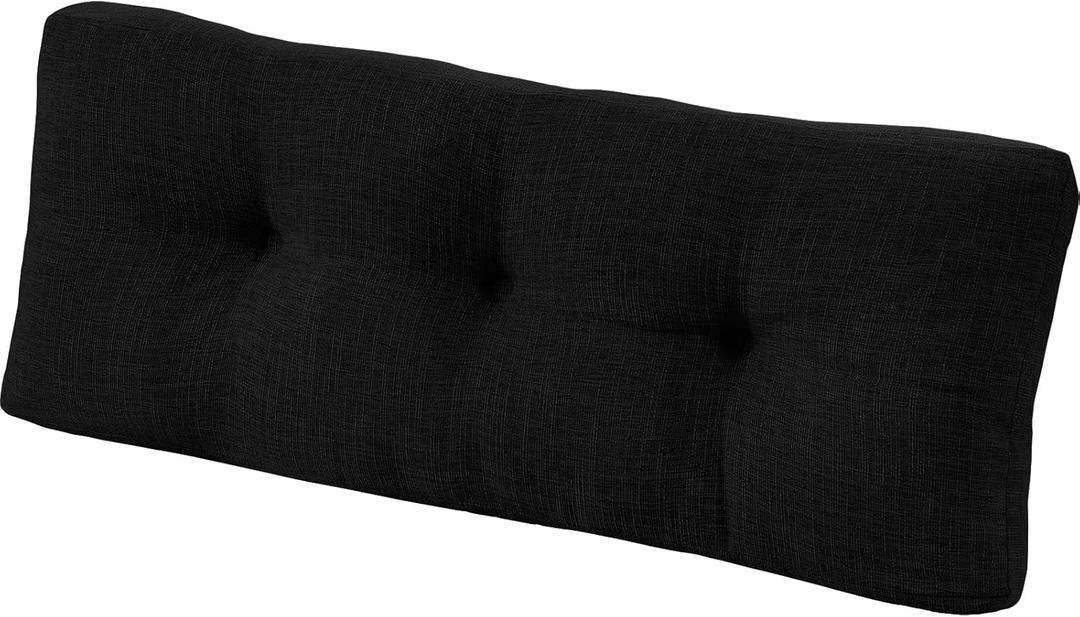 downluxe Indoor Bench Cushion for Indoor Furniture, Non-Slip Tufted Overstuffed Textured Foam Bench Seat Cushion, 48" X 16" X 4", Black, 1 Pack