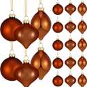15 PCS Brown Christmas Glass Balls Ornaments Set 3.15 Inch Shiny Pendant Balls Decoration Colorful Hanging Glass Bulbs Bulk Christmas Baubles for Xmas Tree Home Party Festive Decorative Supplies