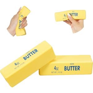 2Pcs Butter Squishy Toy, Soft Slow Rising Butter Block, Realistic Texture Sensory Play Toy, Fidget Toy Fun Desk Toy for Kids, Teens & Adults (2 PCS Small)
