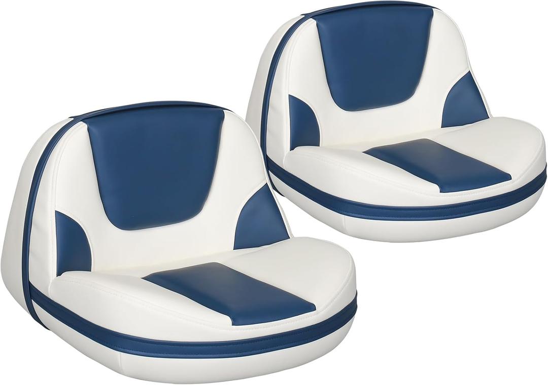 Leader Accessories Pro Casting Boat Seat Lean Pro Fishing High Back Bass Boat Seat (White Blue)
