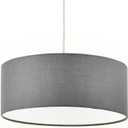 Modern Fabric Pendant Light, 15" Classic 3-Light Drum Ceiling Chandelier, Grey Drum Shade, Round Frosted Acrylic Diffuser, Lamps for Living Room (Gray)