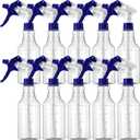 Gandeer 10 Pack Spray Bottles 16 oz Empty Water Spray Bottles for Cleaning Heavy Duty Refillable Squirt container with Measurements Adjustable Nozzle for Household(Blue and White,Clear Style)