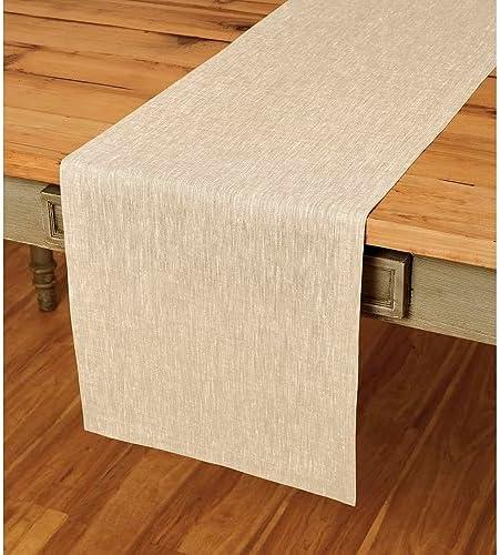 Solino Home Champagne Beige Linen Table Runner 48 Inch - 100% Pure Linen 14 x 48 Inch Table Runner Ideal for Dresser and Coffee Tables - Athena, Spring, Mothers Day, Easter Decorations