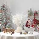 RoseCraft 10PCS Christmas Tree Decorations, Artificial Glitter Berry Stems Branches, for Christmas Tree Ornaments Picks Twigs Xmas Vase Filler Home Wedding Holiday Winter Decor. (White)