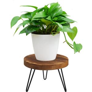 Plant Stand, Indoor/Outdoor Wooden Plant Stands, Mid-Century Plant Table Round Plant Stool for Large Plants , Single Plant Stand for Living Room, Balcony, Office