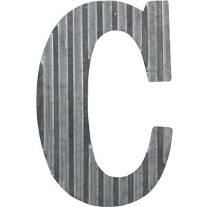 COLLECTIVE HOME - 12" Metal Letter Wall Decor, Galvanized Steel Numbers, Rustic Hanging Decor Symbols, Corrugated Metal Decoration, House Number (C)
