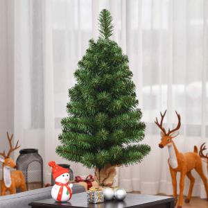 3 Ft Tabletop Mini Christmas Tree, Small Artificial Xmas Tree w/96 PVC Tips, Small Holiday Season Tree for Nightstand Home Office