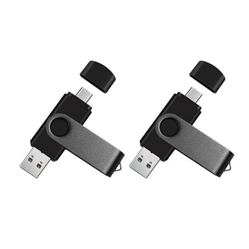 2-Pack 256GB Dual USB Flash Drive 2.0 - USB C & USB A 2-in-1 Thumb Drive for PC, Type C Phones,External Memory Stick for Photos/Videos