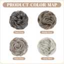 SARLA 2PCS Messy Hair Bun Hair Pieces Wavy Curly Synthetic Updo Fake Scrunchies Ponytail Extension for Women Polar Silver