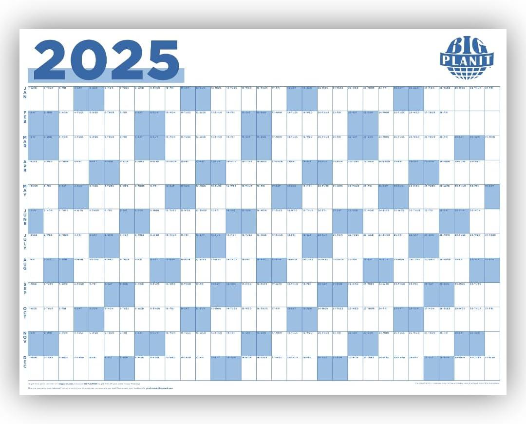 2025 Wall Calendar - 48x36 inches, Durable Paper, Extra Large Size, Sticky Notes Included - Stay Organized with the Ultimate Planner (Blue)