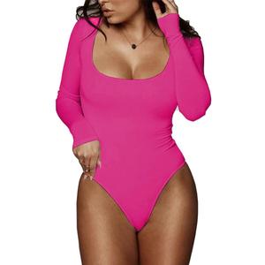 BelleLovin Women's Square Neck Long Sleeve T-shirt Basic Bodysuit Jumpsuits XS