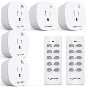 Remote Control Outlet Wireless Light Switch for Household Appliances, Expandable Remote Light Switch Kit, Up to 100 ft Range, FCC Certified, ETL Listed, White (5 Outlets + 2 Remotes)