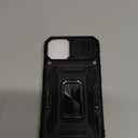 DEERLAMN Case for iPhone 13/iPhone 14 6.1-Inch with Slide Camera Cover+Screen Protector(2 Packs),Rotated Ring Kickstand Military Grade Shockproof Protective Cover-Black