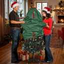 Upright Christmas Tree Storage Bag - Fits 4 Ft Artificial Xmas & Topiary Tree, Vertical Holiday Cover, Durable, Dustproof & Easy-Use Xmas Storage, Green