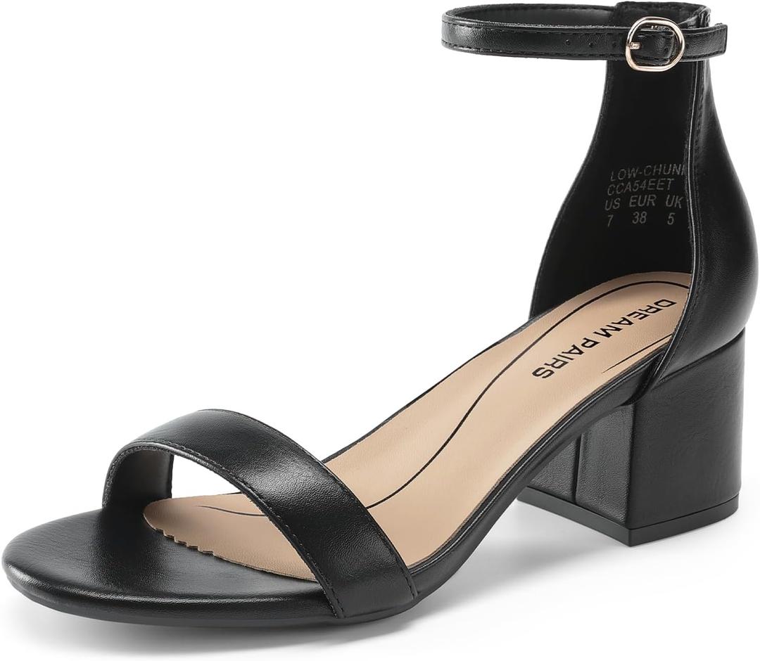 DREAM PAIRS Womens Low-Chunk Low Heel Pump Sandal (8)