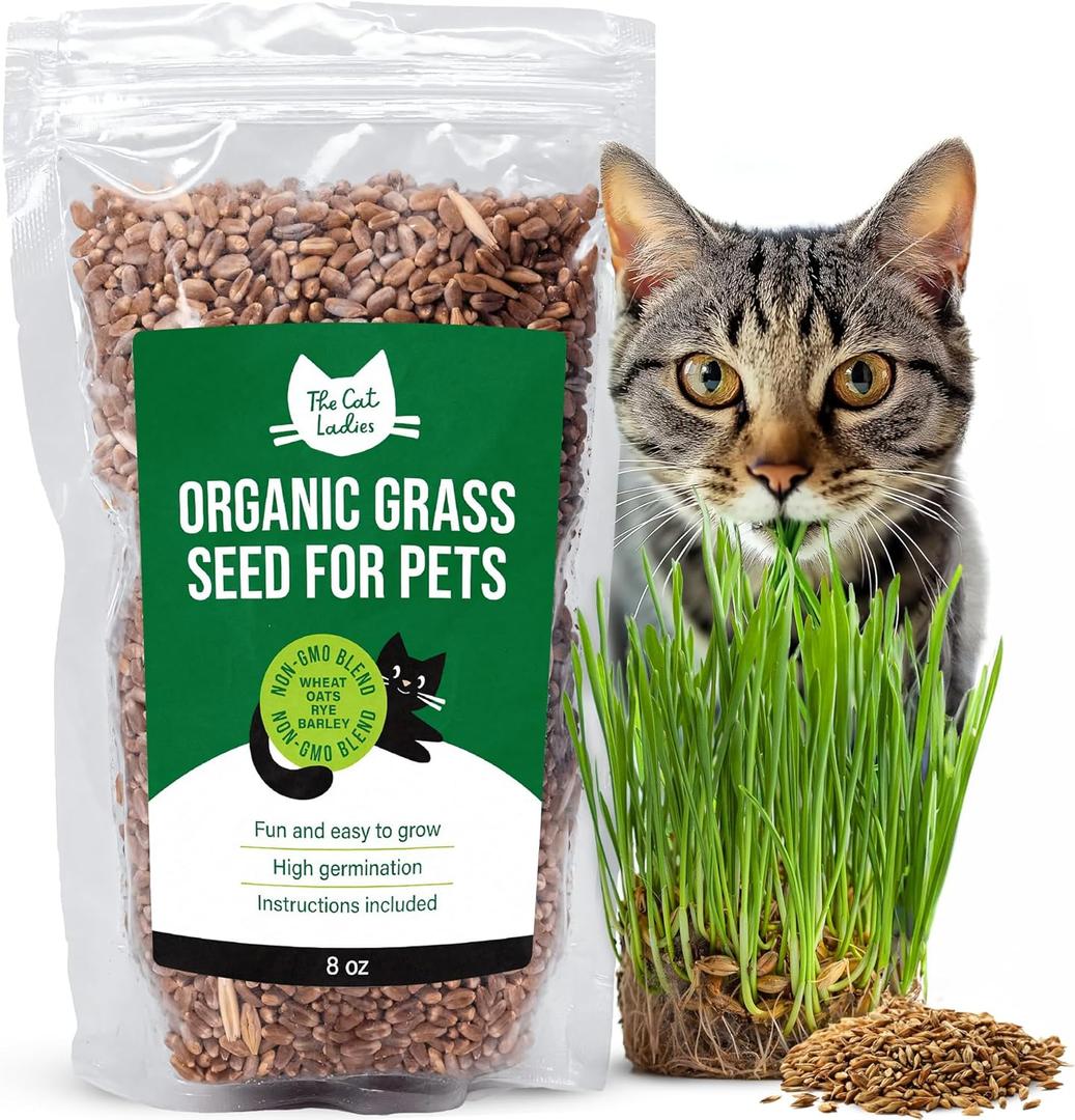 The Cat Ladies 100% Organic Cat Grass Seed (Non GMO) 8oz