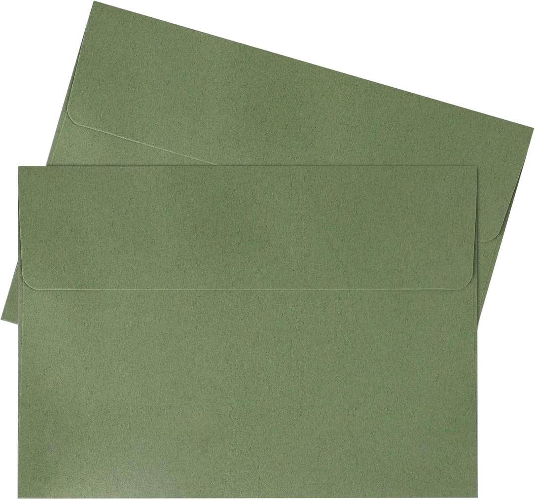 Granhoolm 100 Pack Green 5x7 Envelopes,Sage Green A7 Envelopes,5.25 x 7.25 Inch,120 Gsm Thick Paper,Self Seal,Gift card envelopes,Envelope 5x7 for Invitations(5.25 x 7.25 in)