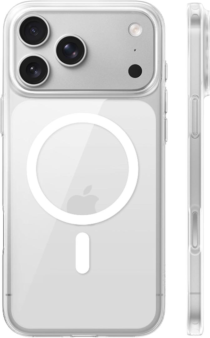 TORRAS Magnetic Slim Fit for iPhone 17 Pro Case 6.3 inch, Ultra-Thin, Compatible with MagSafe, Lightweight Matte Anti-Scratch Hard PC Cover Phone Case for iPhone 17 Pro Origin Fit, Clear