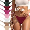 Cotton G-String Thongs for Women Underwear Breathable Stretch Low Rise Panties T-back Sexy Ladies 8 Pack, Large