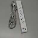 Surge Protector Power Strip 10 ft with 4 USB Ports 2 USB-C 6 AC Outlets, Flat Plug Extension Cord, USB Charging Station, Wall Mountable for Home, Office, Dorm Essentials, 1080J, ETL Listed (White)
