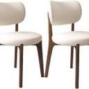 Solid Wood Dining Chairs Kitchen Chairs Set of 2 Mid Century Modern Dining Chairs with Wooden Frame and Upholstered Farmhouse Dining Room Chairs for Kitchen,Living Room A-Dark Walnut + White
