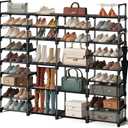 9 Tier Shoe Rack Storage Organizer Stand Shelf Cabinet, Large Shoe Rack Shelf Storage for 64-68 Pairs Freestanding Stand Cabinet with 18 Pcs Removable Side Hooks for Closet Entryway