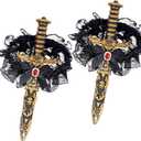 2 PCS Pirate Swords with Lace Bow, Pirate Dagger Sword Toy with Holster Thigh Garter for Women for Cosplay Dress Up