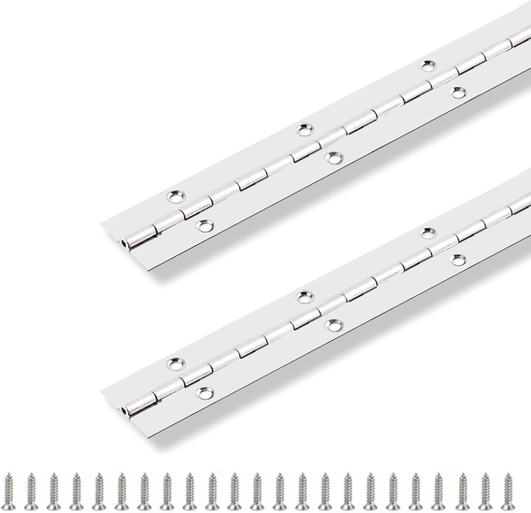 2PCS Piano Hinge 30 Inch x 1 Inch Open Width Stainless Steel Continuous & Piano Hinge Heavy Duty Piano Hinges, 0.039" Leaf Thickness, Screw Included