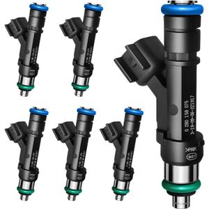 4 Holes Fuel Injectors Fits for Ford: Fusion 2006-2009, for Lincoln: Zephyr 2006, for Mercury: Milan 2006-2009, V6 3.0L Gas, Replace # 0280158075, 6E5Z9F593AA, 822-11213(6 Pcs)