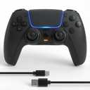 WanFirst Wireless Controller Compatible with PS5/PS5 Slim/PS5 Pro with1500mAh Battery, Dual Vibration, 3.5mm Audio Jack, 6-Axis Motion, Speaker (Black)
