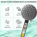 Filtered Shower Head with Handheld,High Pressure 6 Spray Mode Showerhead with Filters,Detachable Shower Head, Water Softener Filters Beads for Hard Water -Remove Chlorine (Black)