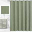 Gibelle Sage Green Shower Curtain for Bathroom, 3D Embossed Textured Fabric Shower Curtain, Modern Farmhouse Chic Soft Cloth Shower Curtain Set, 72x72