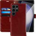 MONASAY Wallet Case Compatible for Galaxy S23 Ultra 5G,[RFID Blocking] Flip Folio Leather Cell Phone Cover with Credit Card Holder, 6.8 inch, Burgundy