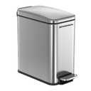 SONGMICS Bathroom Trash Can, 1.3 Gallon (5 L) Small Trash Bin with Lid, Slim for Small Spaces, Stainless Steel Garbage Can, Soft Close, Silver ULTB560E05