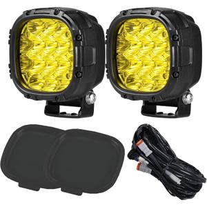 BIGLION.X 4 Inch Pair 160W 18800LM Amber Fog Lights Offroad Pods Super Bright Driving Spot With Wiring Harness IP68 12V 24V for Pickup Trucks SUV ATV UTV