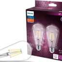 PHILIPS LED 40W S19 2-Pack Vintage Edison Soft White (2700K) 400 Lumen (4.4W = 40W) Dimmable Clear Flicker-Free Light Bulbs