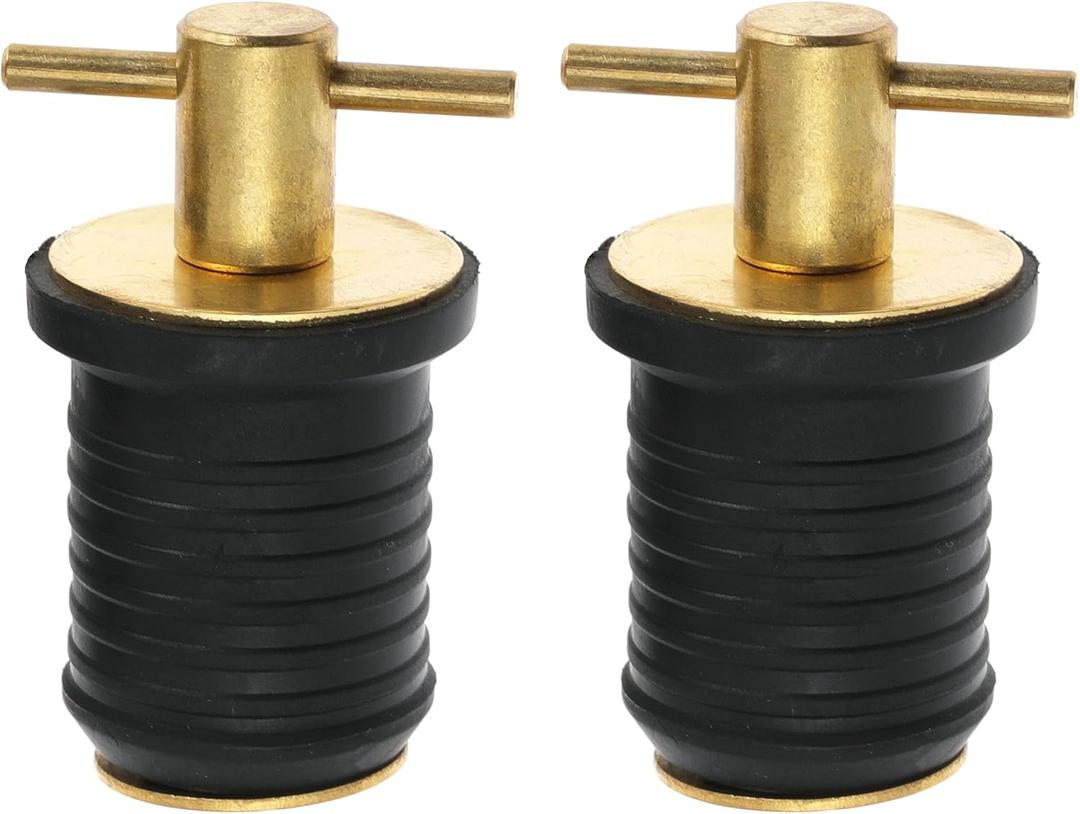 2 Pcs Boat Drain Plug With T Handle - Snap Rubber Plugs With Brass/Stainless Steel Handle - Marine Twist Accessories (1 inch)
