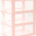 Desktop 3 Drawer Organzier, Pink Plastic Small Drawer Organizer, Desktop Organizer for Office Home and Bathroom