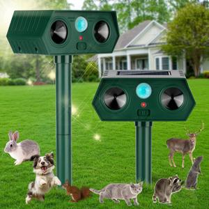 2 Pack 2025 Ultrasonic Animal Repellent Outdoor Cat Repellent Devices Solar Animal Repeller Motion Activated Deterrent to Scare Deer Squirrel Rabbit Raccoon Skunk for Yard Lawn Outdoor (Green)