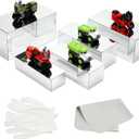 5 Pcs Glossy Silver Mirror Acrylic Risers for Display, Rectangular Buffet Riser with Hollow Bottom Display Stand Shelf, Acrylic Box Nesting Display Riser for Jewelry Figures Party Shoe Bag Rack