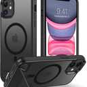 DUEDUE for iPhone 11 Case Magnetic with Stand[Compatible with Magsafe], Military-Grade Drop Protection Metal Kickstand Cover Shockproof Phone Case for Apple iPhone 11 6.1", Black