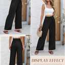 Linen Pants for Women High Waist Flowy Wide Leg Palazzo Pant Casual Boho Beach Pant Trouser Summer Vacation Outfit (White, XXL)