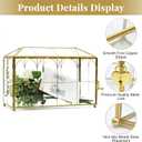 Large Gold and Glass Card Box for wedding with Lock and Slot - Wedding Envelope Card Holder for Reception Clear Lock Box with Key Geometric Handmade Vintage Card Box for Wedding Party