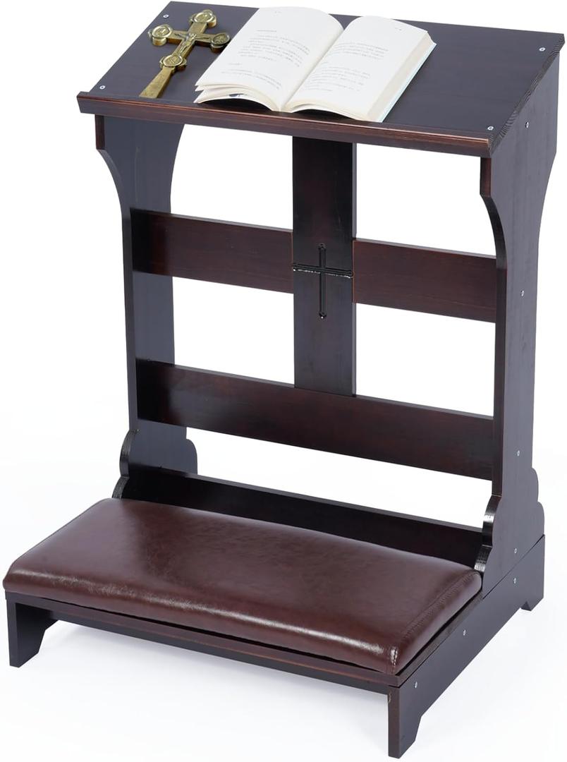 Prayer Bench Kneeler, Wooden Prayer Kneeler for Home, Prayer Bench for Kneeling at Home, Church Prayer Bench Stool Table with Cushion