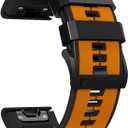 Abanen Quick Fit Silicone Watch Bands for Garmin Fenix 8 51mm / epix Pro 51mm / Instinct 2X / Instinct 3 50mm,Soft Sport Bicolor Waterproof Wristband Strap for Fenix 7X/6X/5X, Enduro